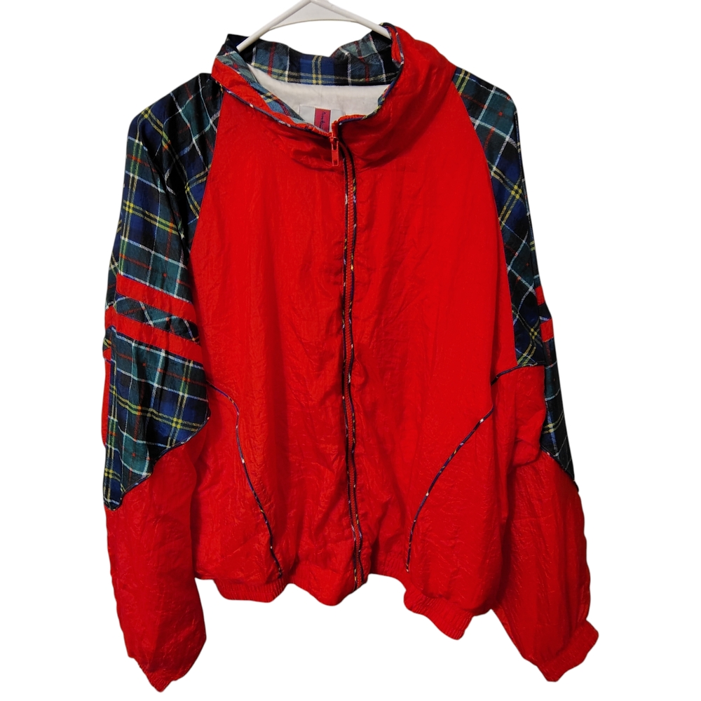 Vintage Active Exposure Womens Size XL Full Zip Red Plaid Jacket Windbreaker NWT